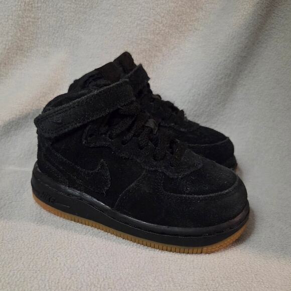 Nike Force 1 Mid LV8 (TD) Size 6c Black Gum 859338 002 High Top Kids - Picture 2 of 12